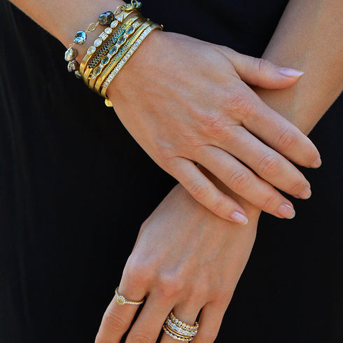 wardrobe with our gemstone ovals bangle (opal, or aquamarine) and more from<br>shop the look > beeing there, up close<span class='visuallyhidden'>Call, text 323-404-2959 for shop help.</span>